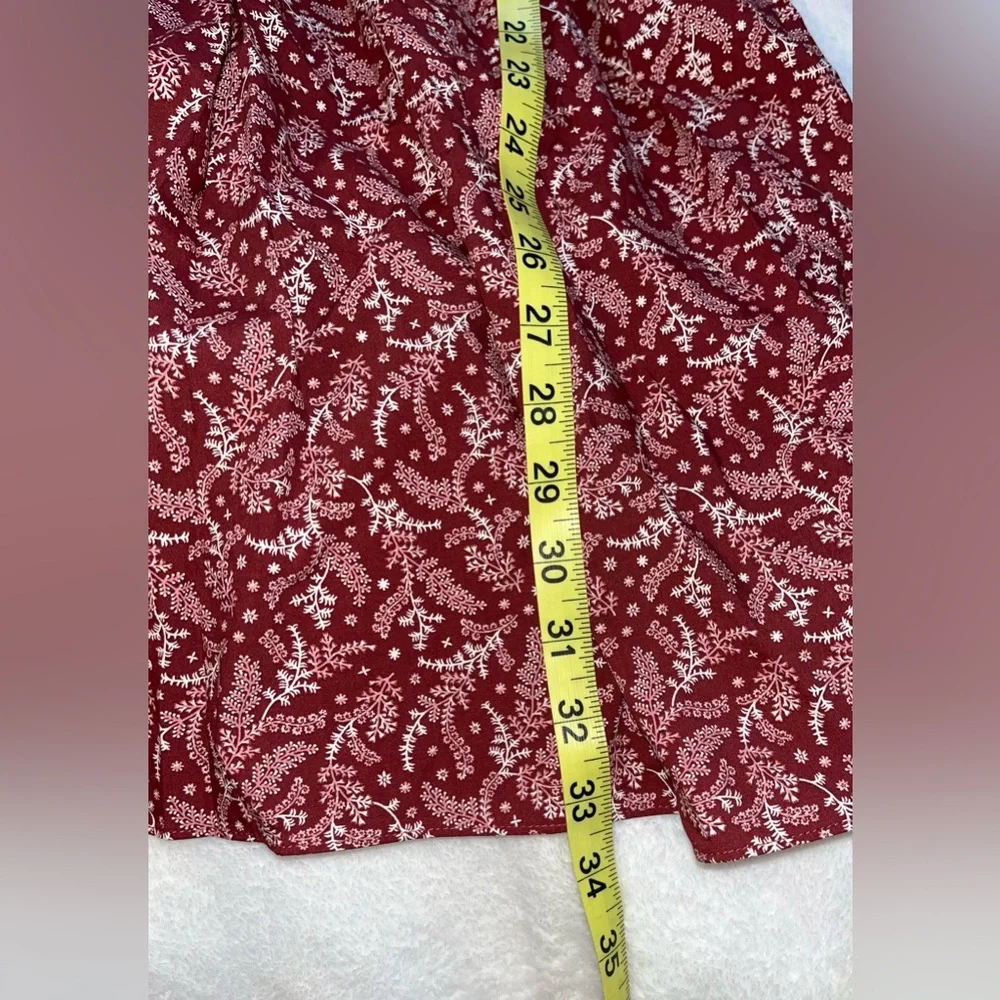 Madewell Red Paisley Floral Puff Sleeve Dress sz S NWT! - Picture 10 of 11